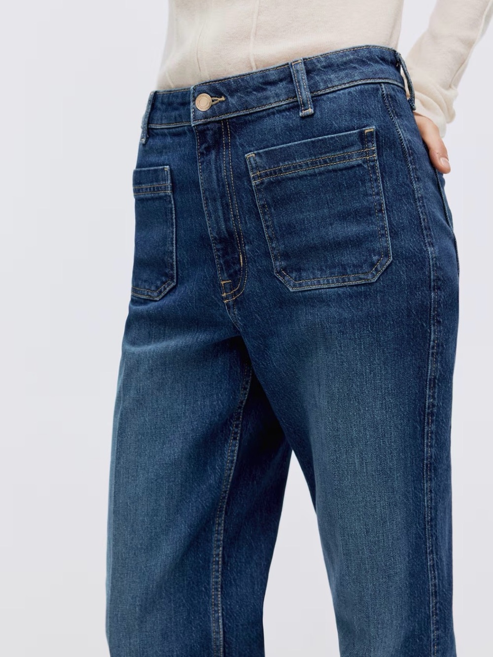 H&M Dark Blue Wide-Leg High-Rise Jeans 16